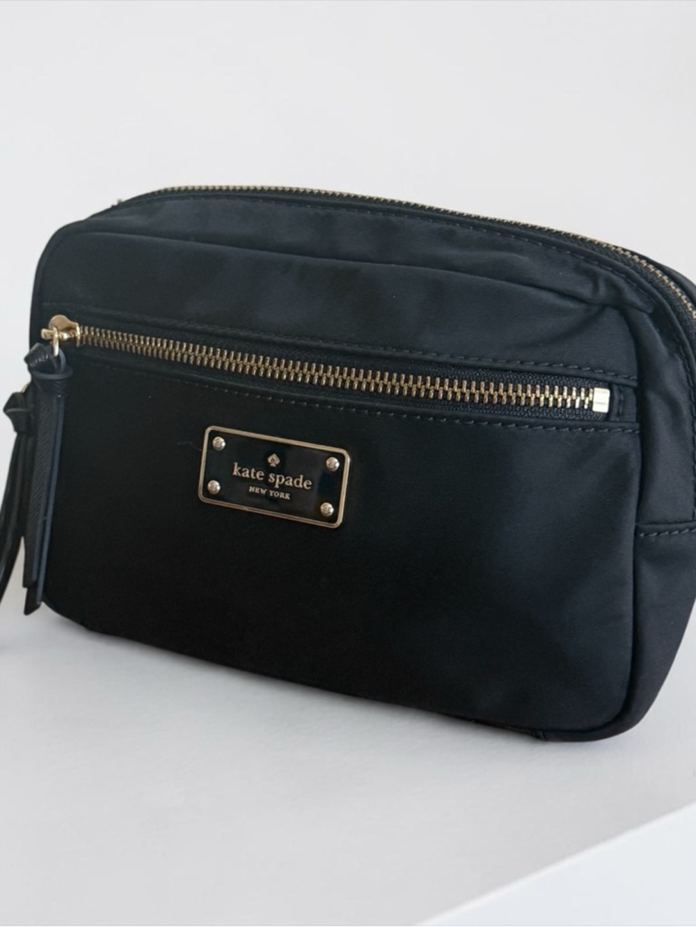 Authentic Kate Spade Black Nylon Zip Top Belt Bag Fanny Pack! One Size! - Picture 4 of 11